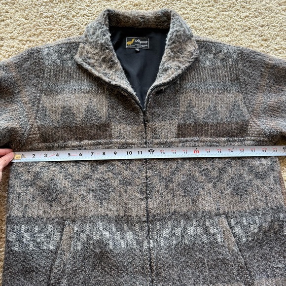 Alpaca Wool Vintage Peru Men Full Zip Jacket Sweater Textured Pattern Weave Med - Picture 8 of 8